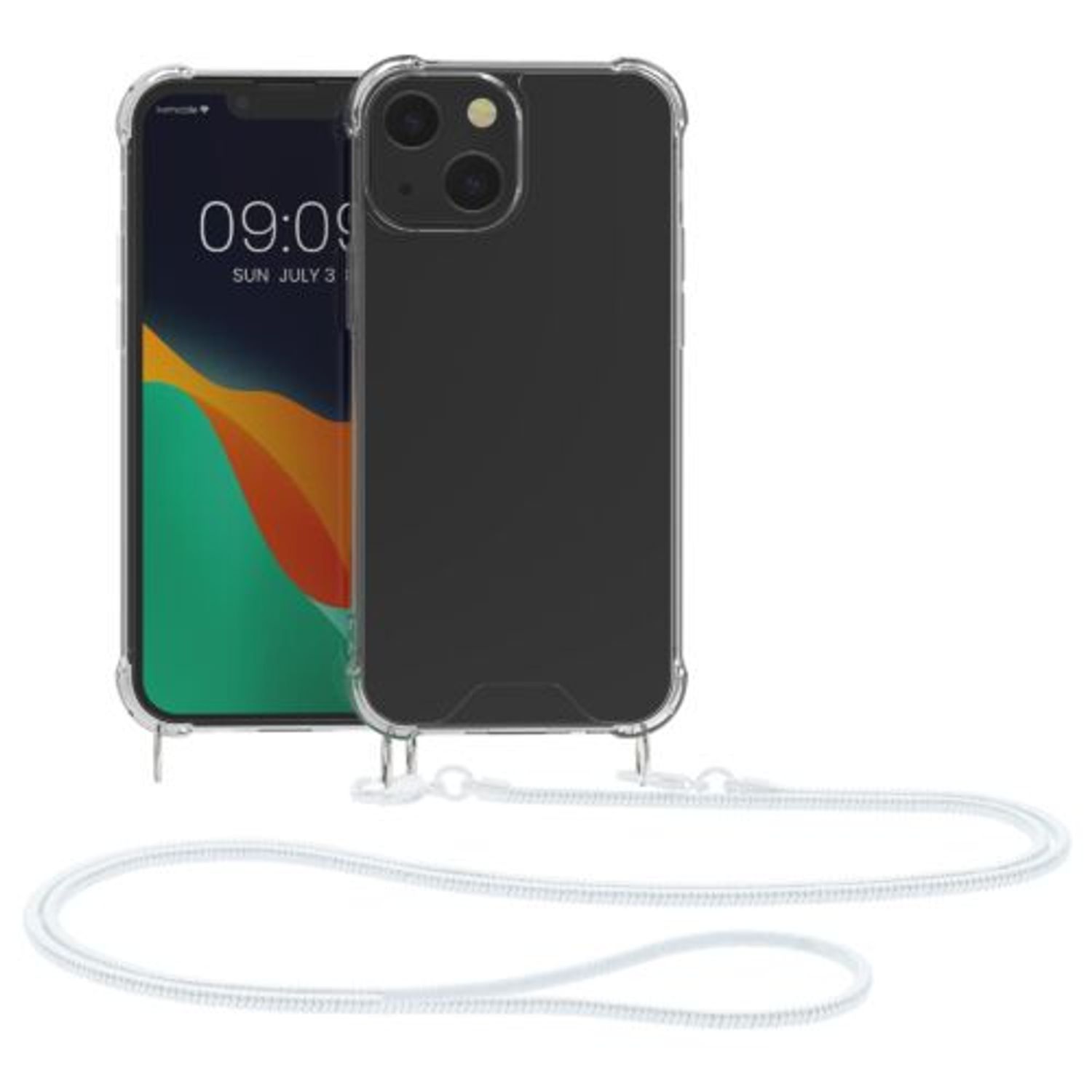 Husa Kwmobile pentru Apple iPhone 13 Mini, Silicon, Transparent/Alb, 55934.02 fotografia produsului View 9 L