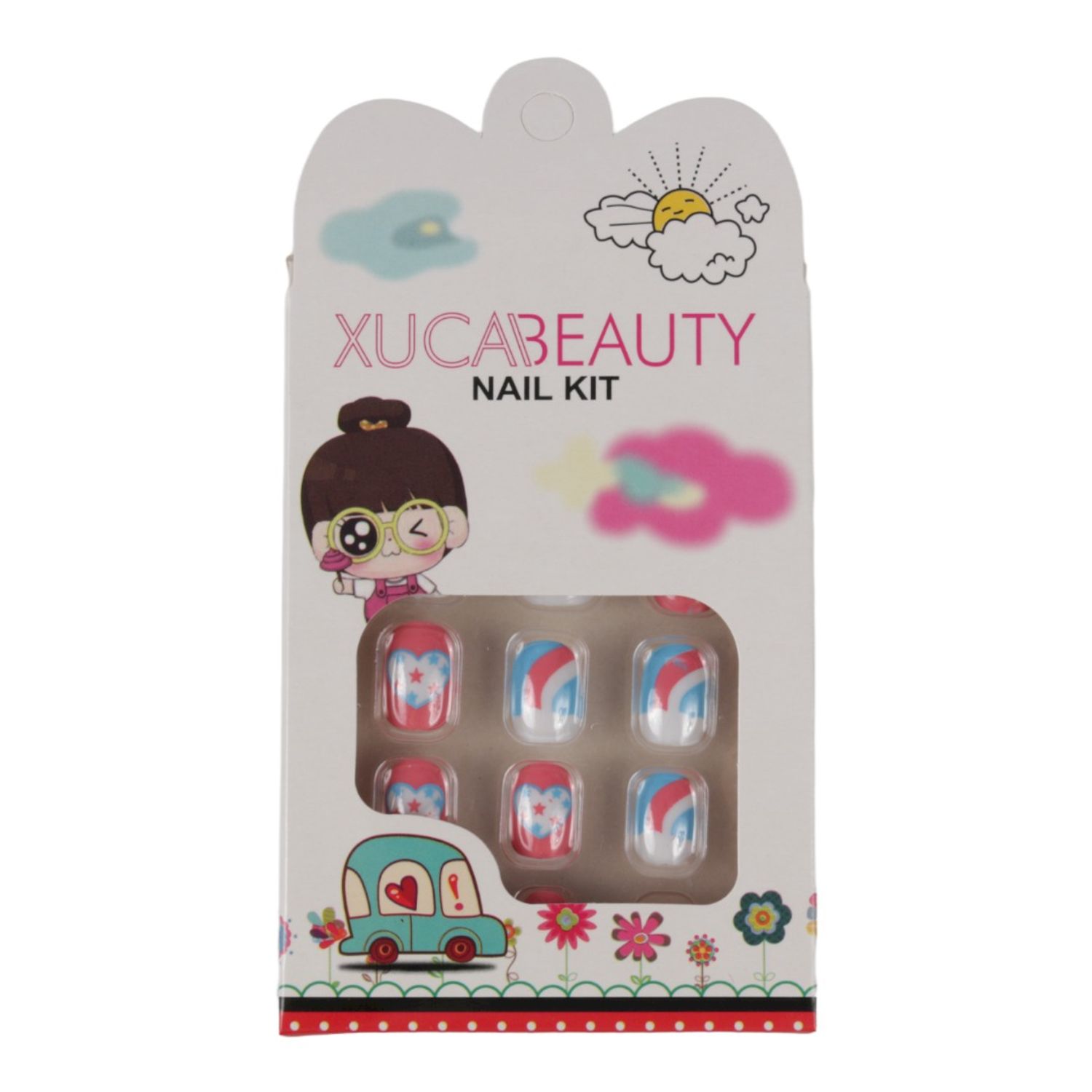 Set 12 Unghii False Pentru Copii, Xuca Beauty, 15 Stelute Colorate fotografia produsului