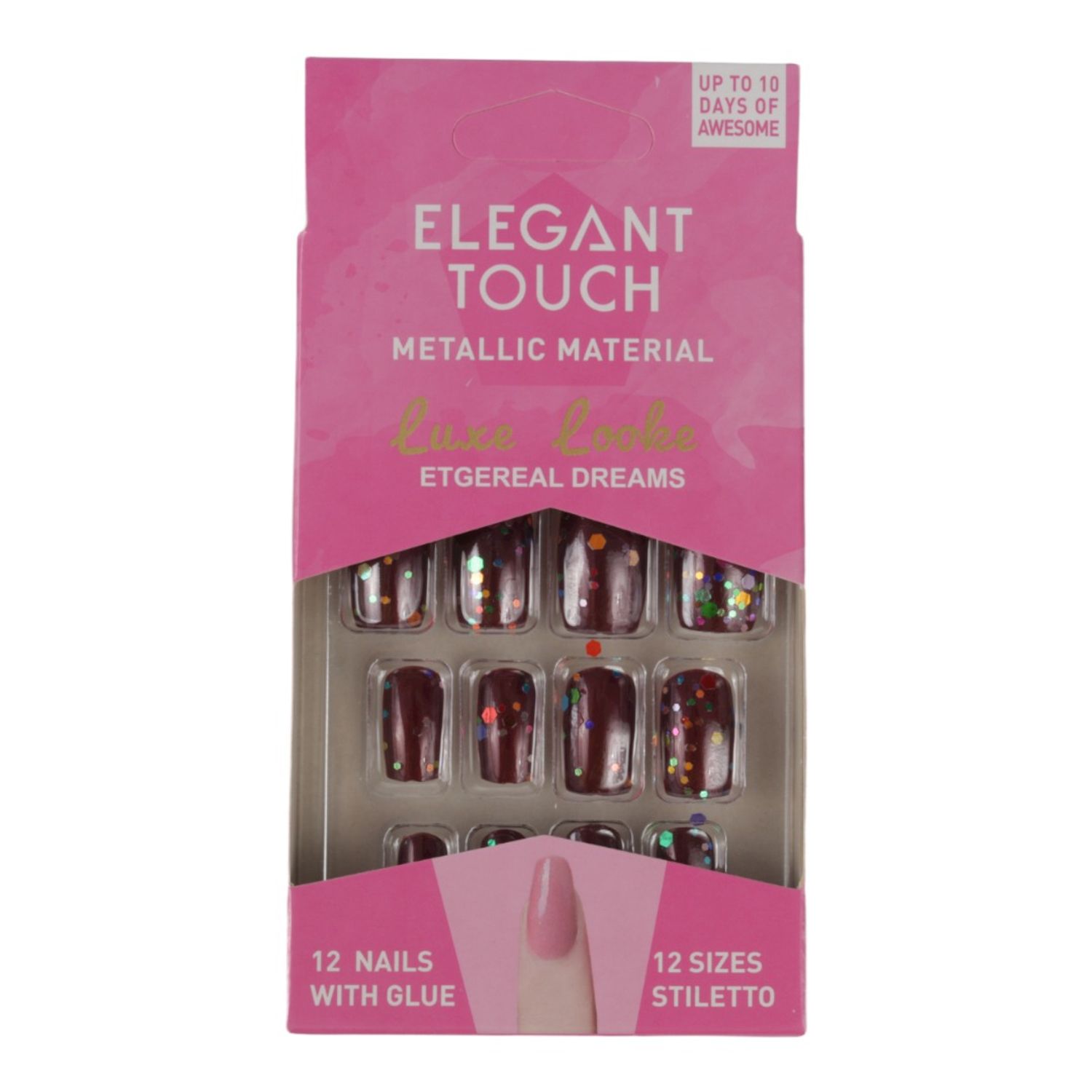 Set 12 Unghii False Elegant Touch, Metallic Material, 04 Visina fotografia produsului