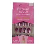 Set 12 Unghii False Elegant Touch, Metallic Material, 03 Burgundy fotografia produsului
