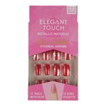 Set 12 Unghii False Elegant Touch, Metallic Material, 01 Red Christmas fotografia produsului