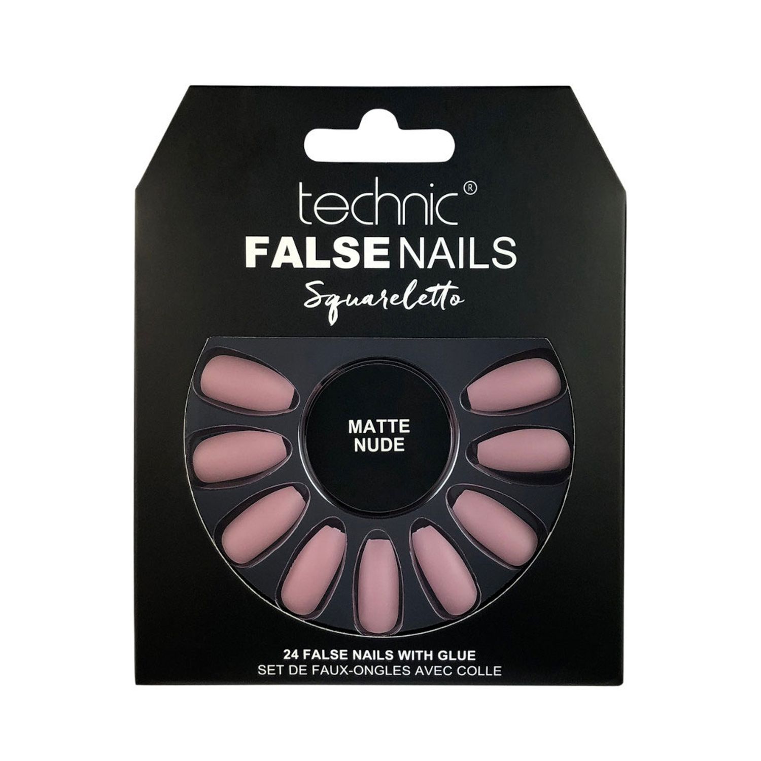 Set 24 Unghii False cu adeziv inclus Technic False Nails, Squareletto, Matte Nude fotografia produsului