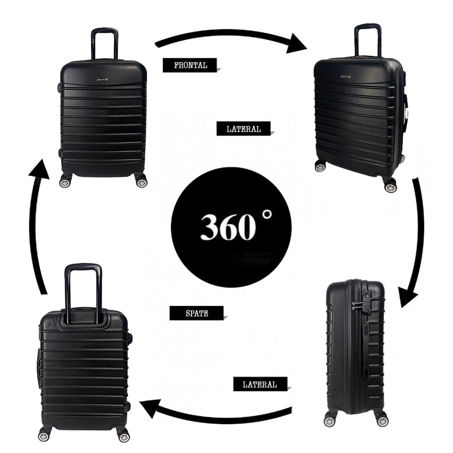 Set 3 trolere, Quasar & Co.&reg;, Model Compatible Air, ABS, negru, Mic/Mediu/Mare fotografia produsului View 13 L