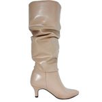 Cizme dama, YDA Collezione, model Laura, varf ascutit, piele ecologica, 44 cm inaltime, toc 6 cm, marime 38, bej fotografia produsului View 3 S