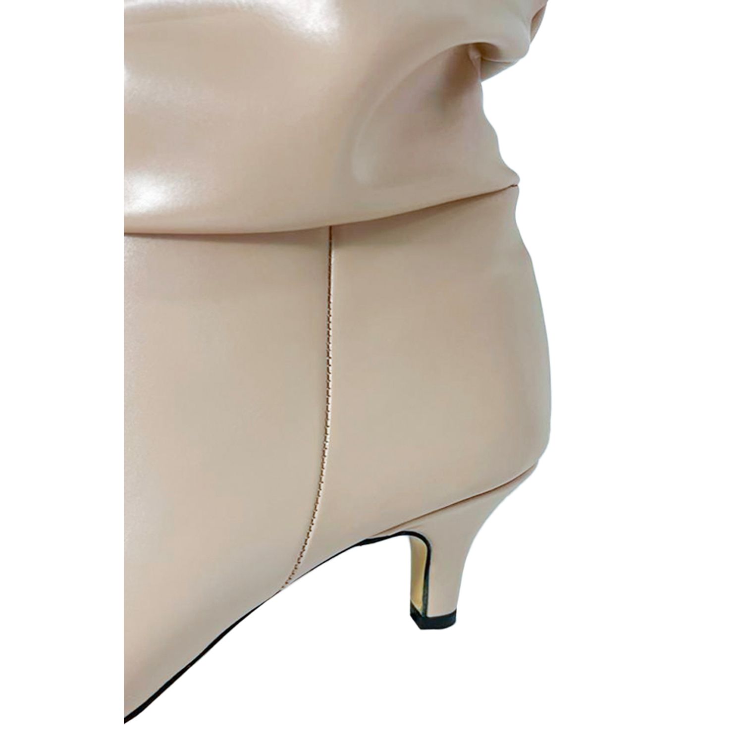 Cizme dama, YDA Collezione, model Laura, varf ascutit, piele ecologica, 44 cm inaltime, toc 6 cm, marime 38, bej fotografia produsului View 4 L