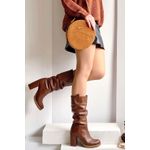 Cizme dama, YDA Collezione, model Cora, varf rotund, piele ecologica, 32 cm inaltime, toc 9,5 cm, marimea 38, maro fotografia produsului View 5 S