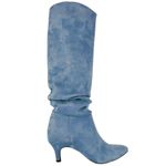 Cizme dama, YDA Collezione, model Laura, varf ascutit, piele intoarsa ecologica, 44 cm inaltime, toc 6 cm, marime 39, bleu fotografia produsului View 4 S