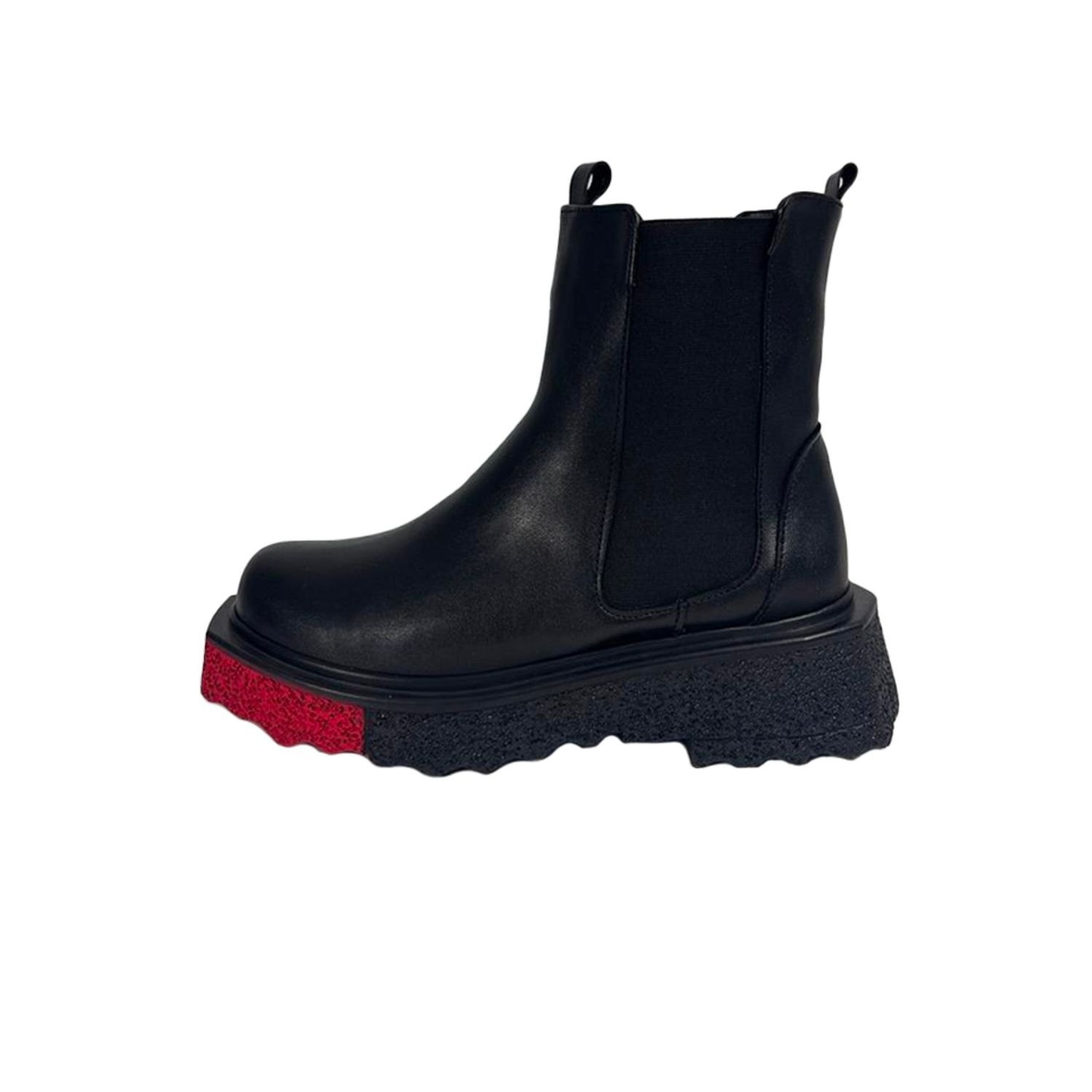 Ghete dama, YDA Collezione, model Roxi, varf rotund, cu elastic, talpa contrast, piele ecologica, 19,5 cm - 5949491003297 fotografia produsului View 2 L