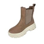 Ghete dama, YDA Collezione, model Delia, varf rotund, cu elastic, piele intoarsa ecologica, 21 cm inaltime, marimea 36, bej fotografia produsului
