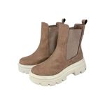 Ghete dama, YDA Collezione, model Delia, varf rotund, cu elastic, piele intoarsa ecologica, 21 cm inaltime, marimea 36, bej fotografia produsului View 4 S