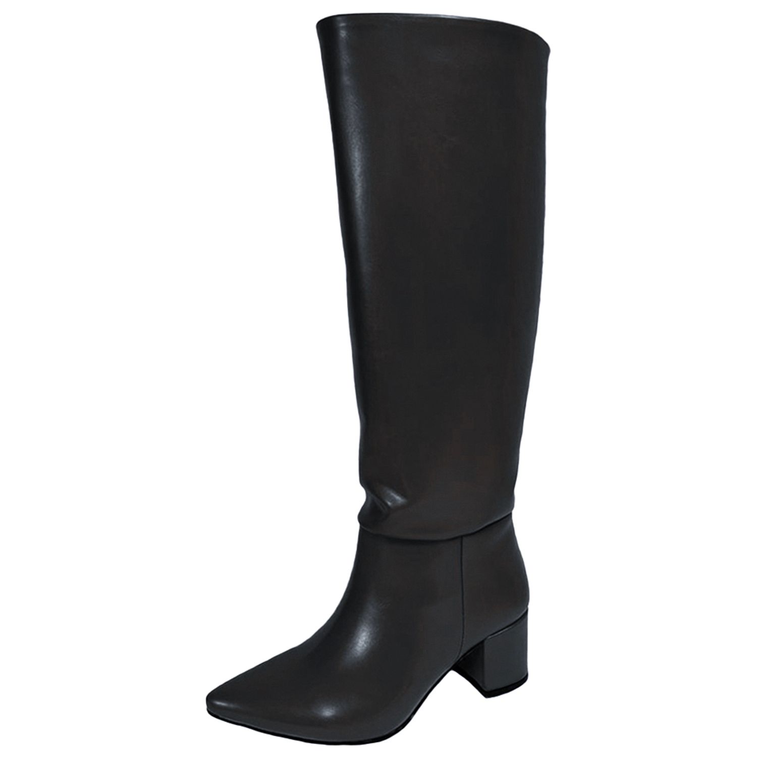 Cizme dama, YDA Collezione, model Mara, varf ascutit, piele ecologica, 47 cm inaltime, toc 6 cm, marime 38, negru fotografia produsului