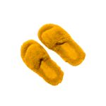 Papuci de casa dama, Quasar & Co.®, Model Fluffy, talpa groasa 2,8 cm, blana artificiala, marimea 40, galben mustar fotografia produsului View 4 S