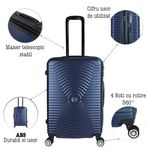 Set 3 trolere, Quasar & Co.&reg;, Model Air Circle, ABS, bleumarin, Mic/Mediu/Mare fotografia produsului View 10 S