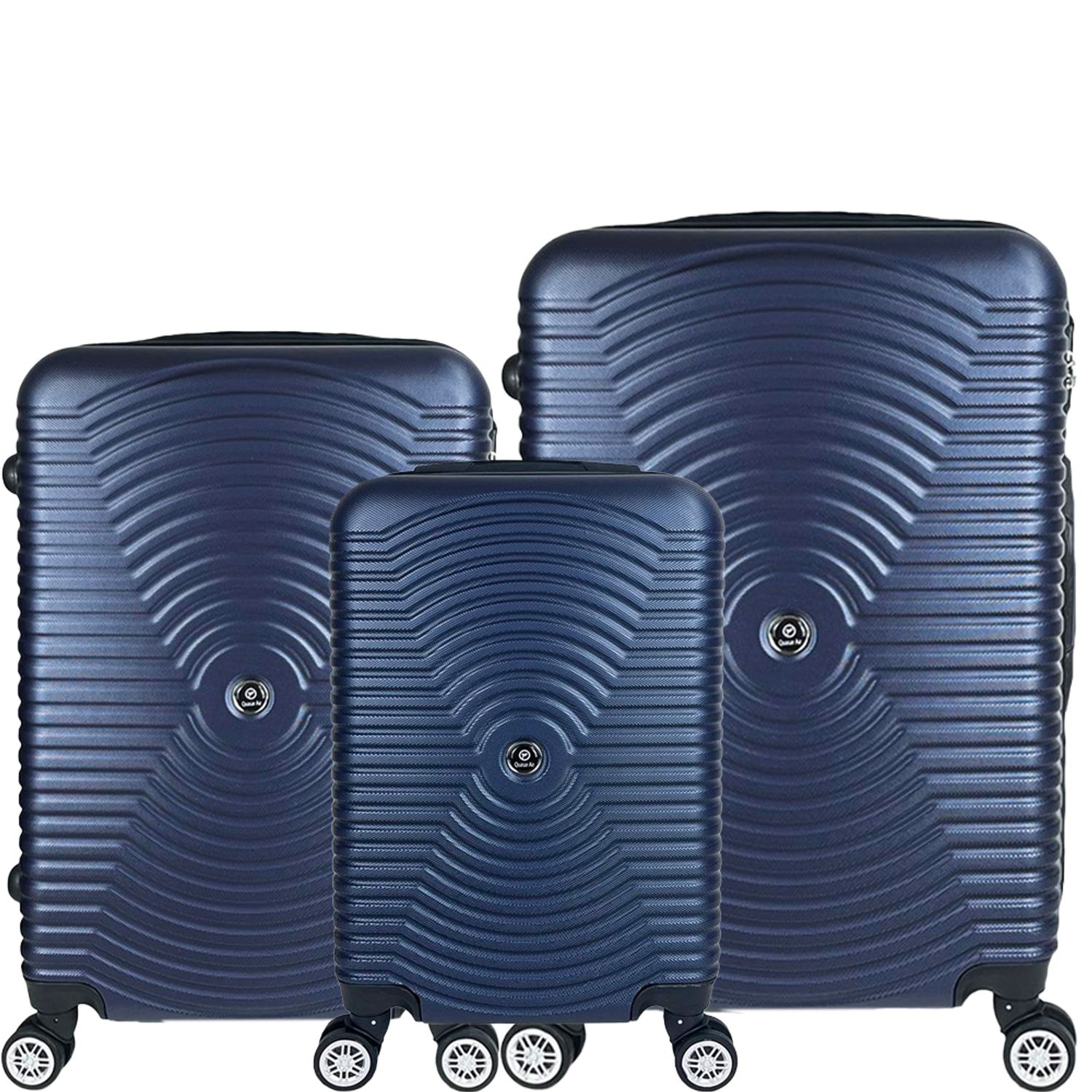 Set 3 trolere, Quasar & Co.&reg;, Model Air Circle, ABS, bleumarin, Mic/Mediu/Mare fotografia produsului View 3 L