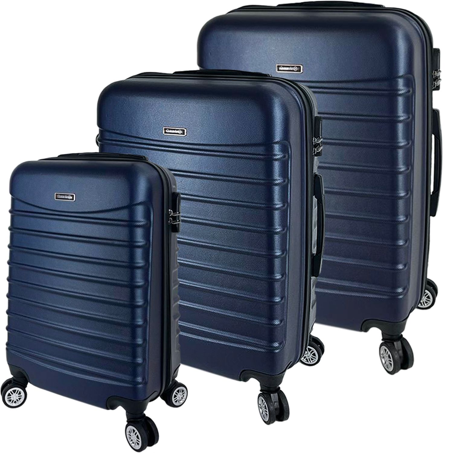Set 3 trolere, Quasar & Co.&reg;, Model Compatible Air, ABS, bleumarin, Mic/Mediu/Mare fotografia produsului