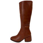 Cizme dama, YDA Collezione, model Oana, varf rotund, cu fermoar, piele ecologica, 42 cm inaltime, toc 6,5 cm, marimea 38, maro fotografia produsului
