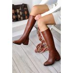 Cizme dama, YDA Collezione, model Oana, varf rotund, cu fermoar, piele ecologica, 42 cm inaltime, toc 6,5 cm, marimea 38, maro fotografia produsului View 8 S