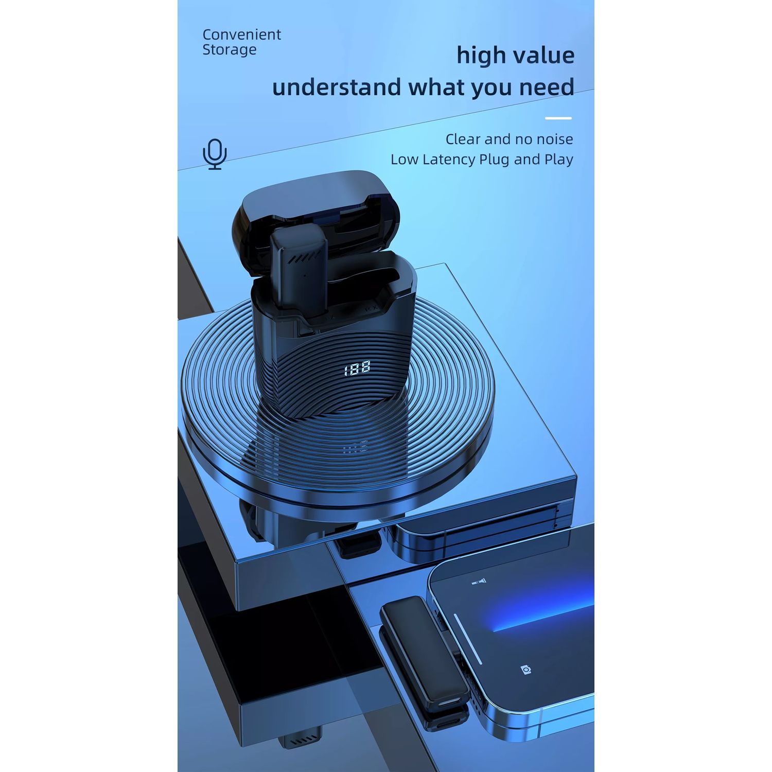 Microfon profesional lavaliera, Qyntech&reg;, GE-36 fotografia produsului View 3 L
