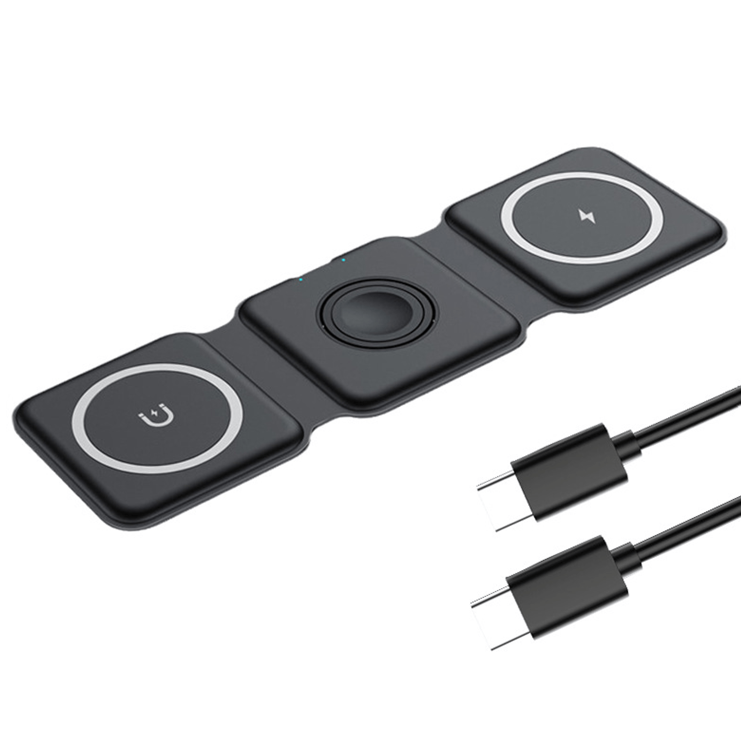 Incarcator wireless magnetic pliabil 3in1, Qyntech, negru fotografia produsului