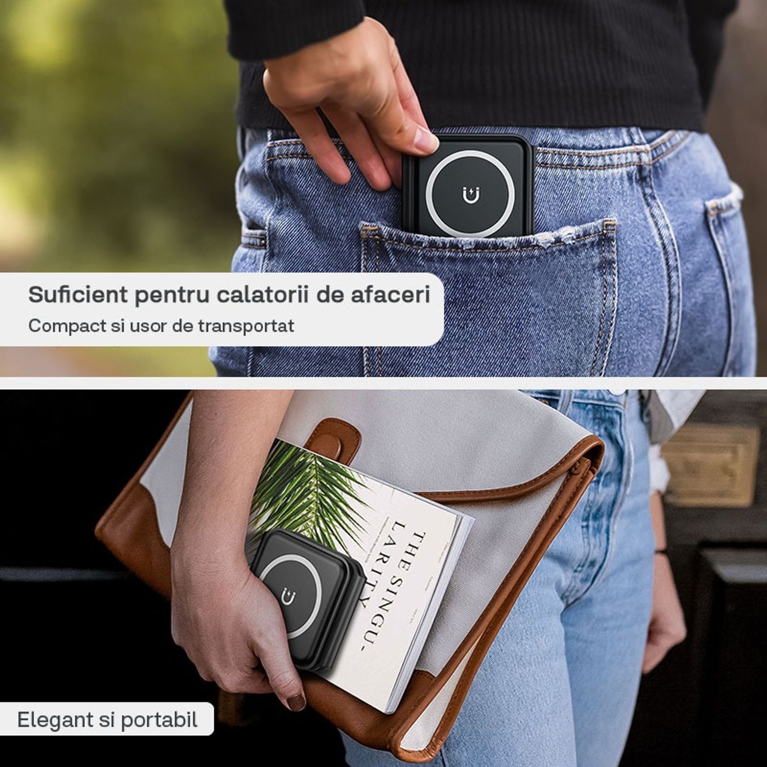Incarcator wireless magnetic pliabil 3in1, Qyntech, negru fotografia produsului View 5 L