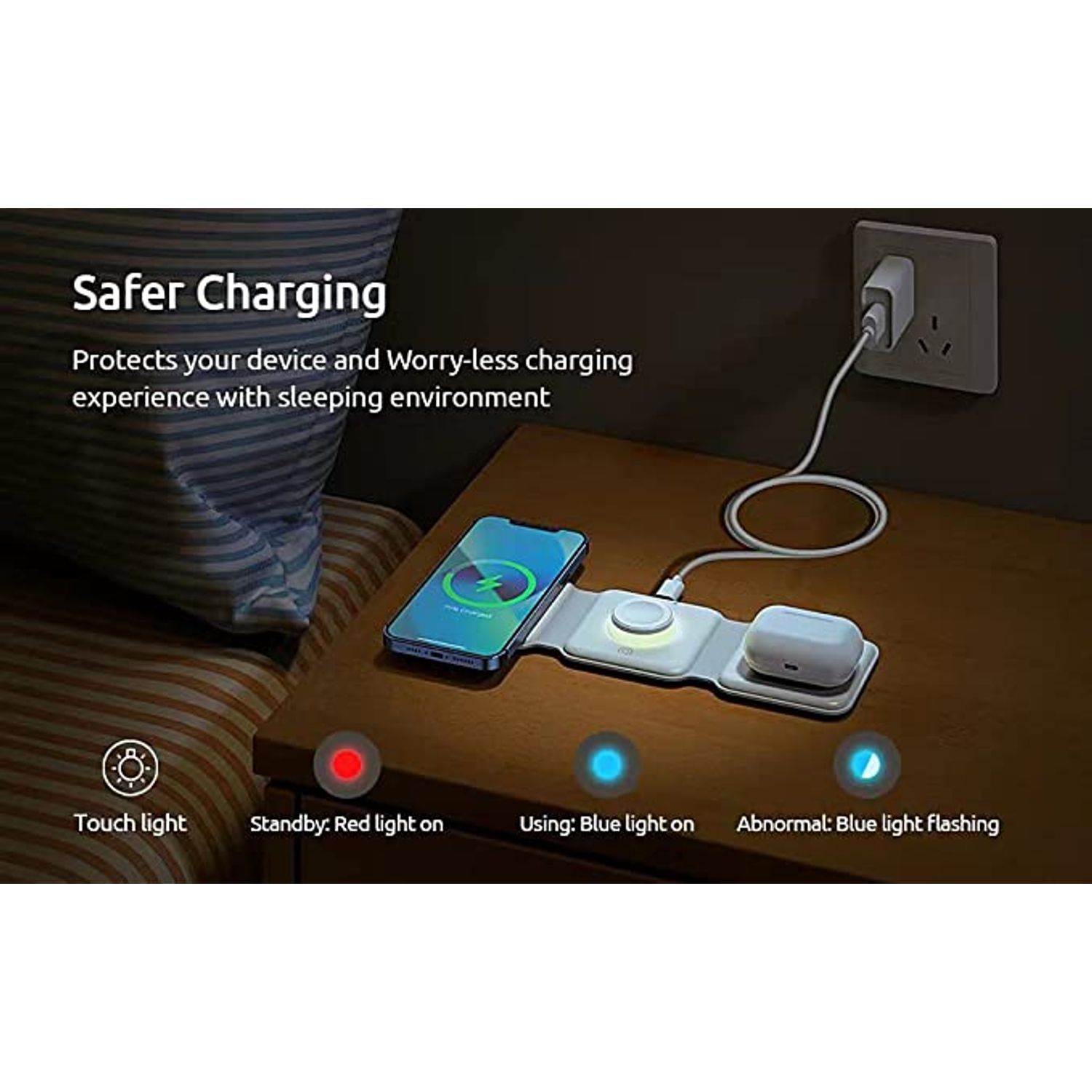 Incarcator wireless magnetic pliabil 3in1, GE-22 fotografia produsului View 4 L
