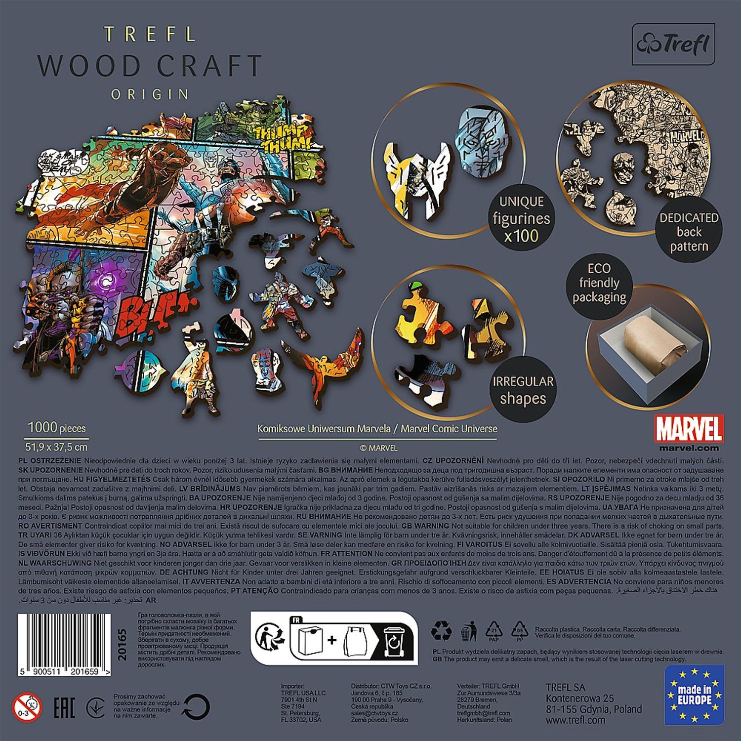PUZZLE TREFL DIN LEMN 1000 PIESE MARVEL fotografia produsului View 4 L