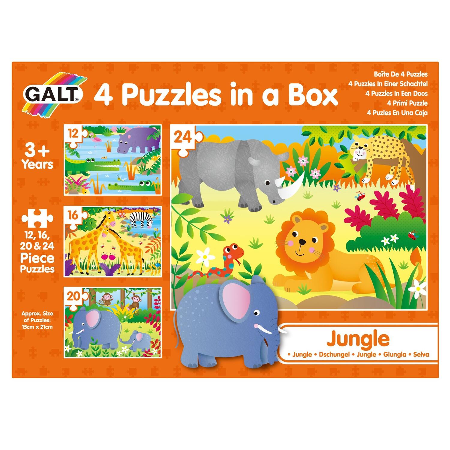 Set 4 puzzle-uri Jungla (12, 16, 20, 24 piese) fotografia produsului
