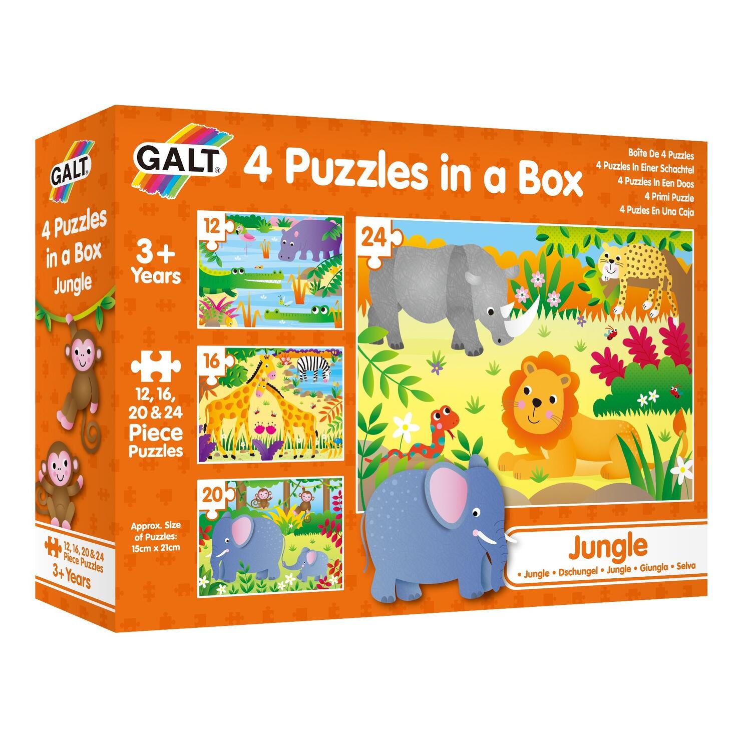 Set 4 puzzle-uri Jungla (12, 16, 20, 24 piese) fotografia produsului View 3 L