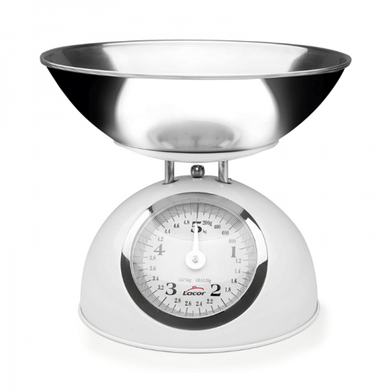 Cantar mecanic cu bol din inox, Retro White, 5 kg fotografia produsului