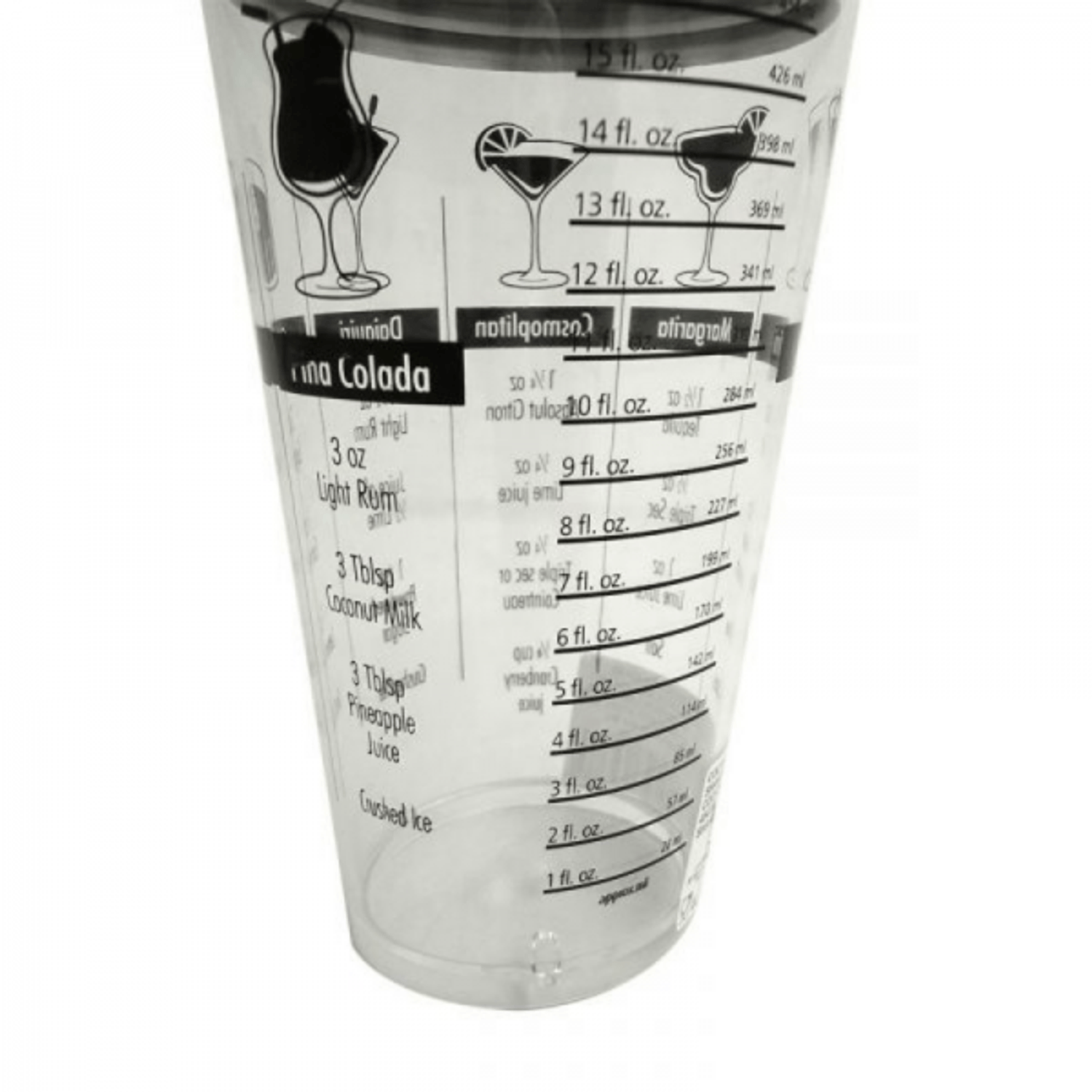 Shaker transparent pentru cocktailuri cu retetar de bauturi, 450 ml fotografia produsului View 3 L