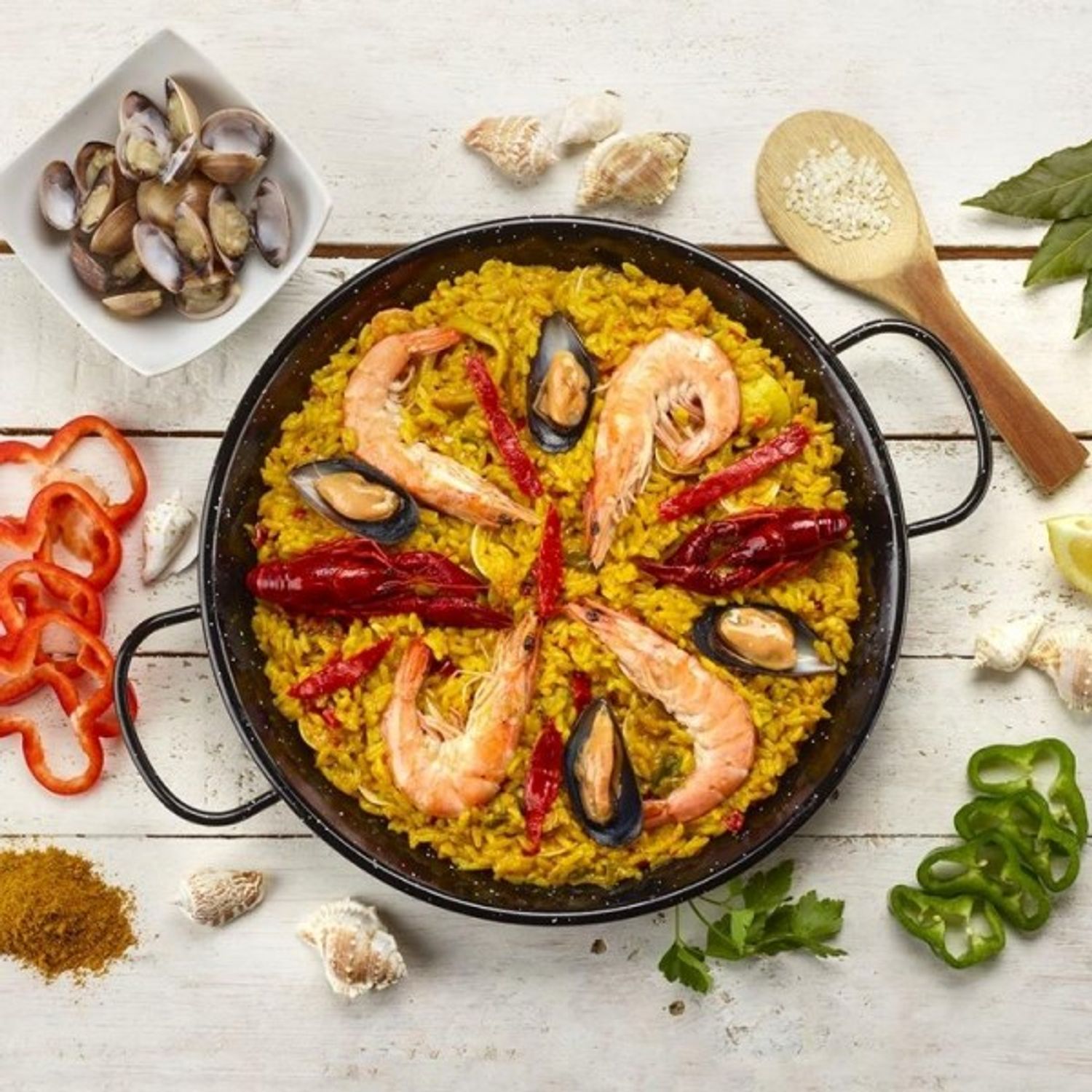 Tigaie emailata pentru paella, 26 cm diametru fotografia produsului View 2 L