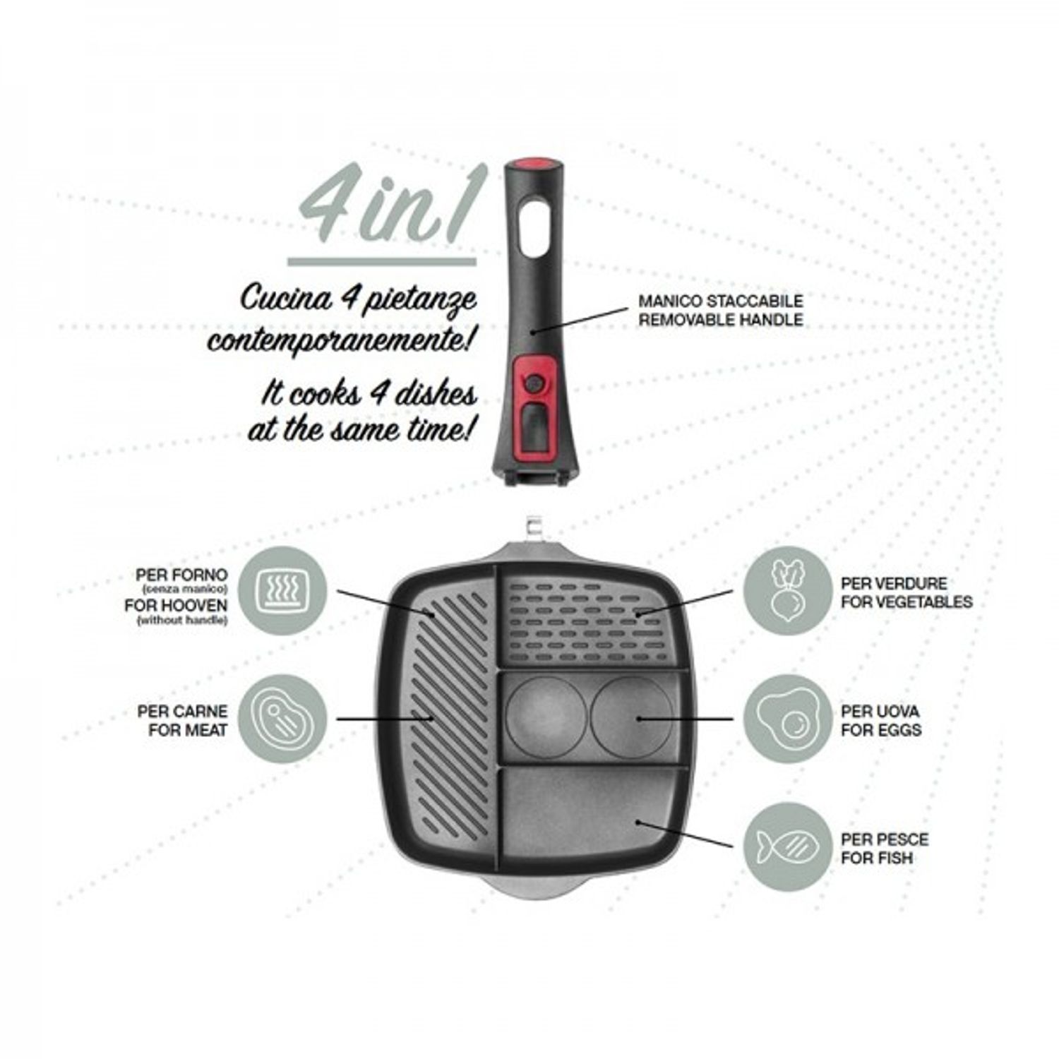 Tigaie antiaderenta tip grill, 4 in 1, Pintinox Pro fotografia produsului View 7 L