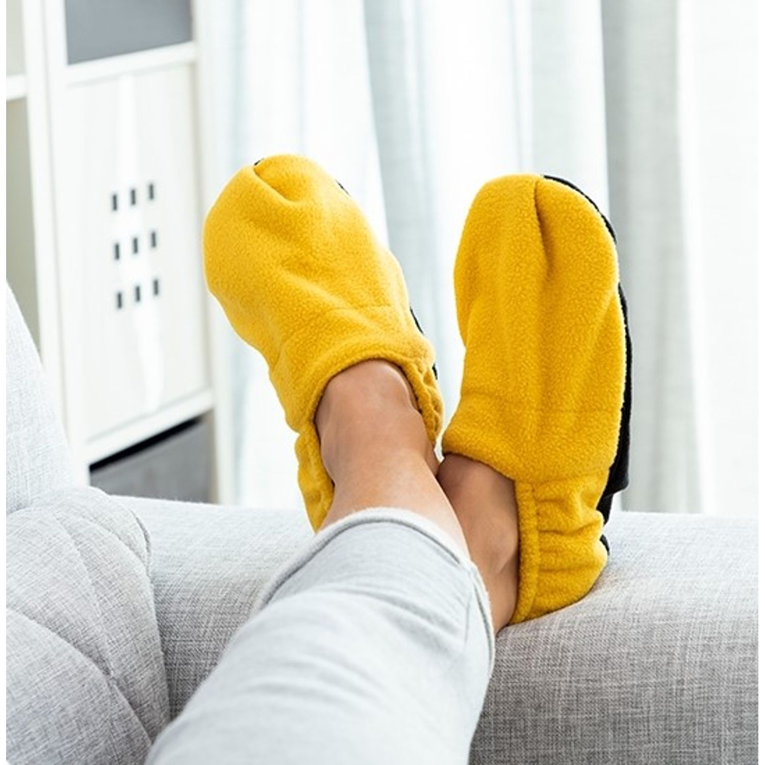 Papuci de Casa cu Incalzire si Talpa din Perle de Lut BellFyd, Galbeni, Unisex, Usor de Curatat fotografia produsului View 4 L