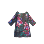 Rochie dama, Monsoon, Eleganta, Midi, Imprimeu floral tropical, Maneci trei sferturi, Matase naturala, Marime 46 EU, Negru, Ciclam fotografia produsului View 2 S