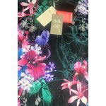 Rochie dama, Monsoon, Eleganta, Midi, Imprimeu floral tropical, Maneci trei sferturi, Matase naturala, Marime 46 EU, Negru, Ciclam fotografia produsului View 5 S
