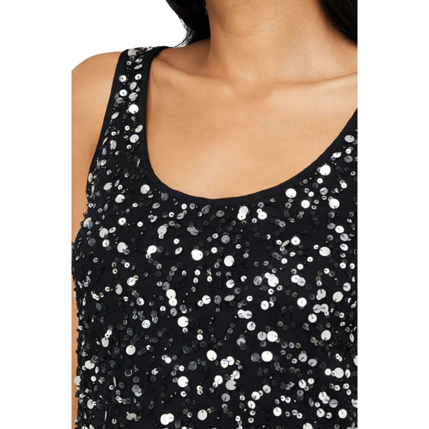 Bluza dama, Monsoon, Top elegant, Pentru seara sau ocazii, Broderie cu paiete, Marime L INTL, Argintiu, Negru fotografia produsului View 4 L