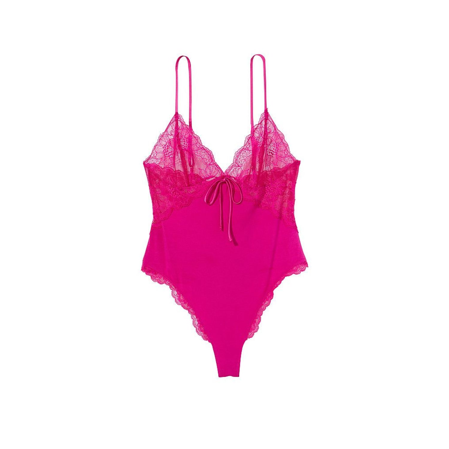 Costum Sexy, Victoria's Secret, Lace Plunge Bodysuit, Berry Blush, Marime XS fotografia produsului View 3 L