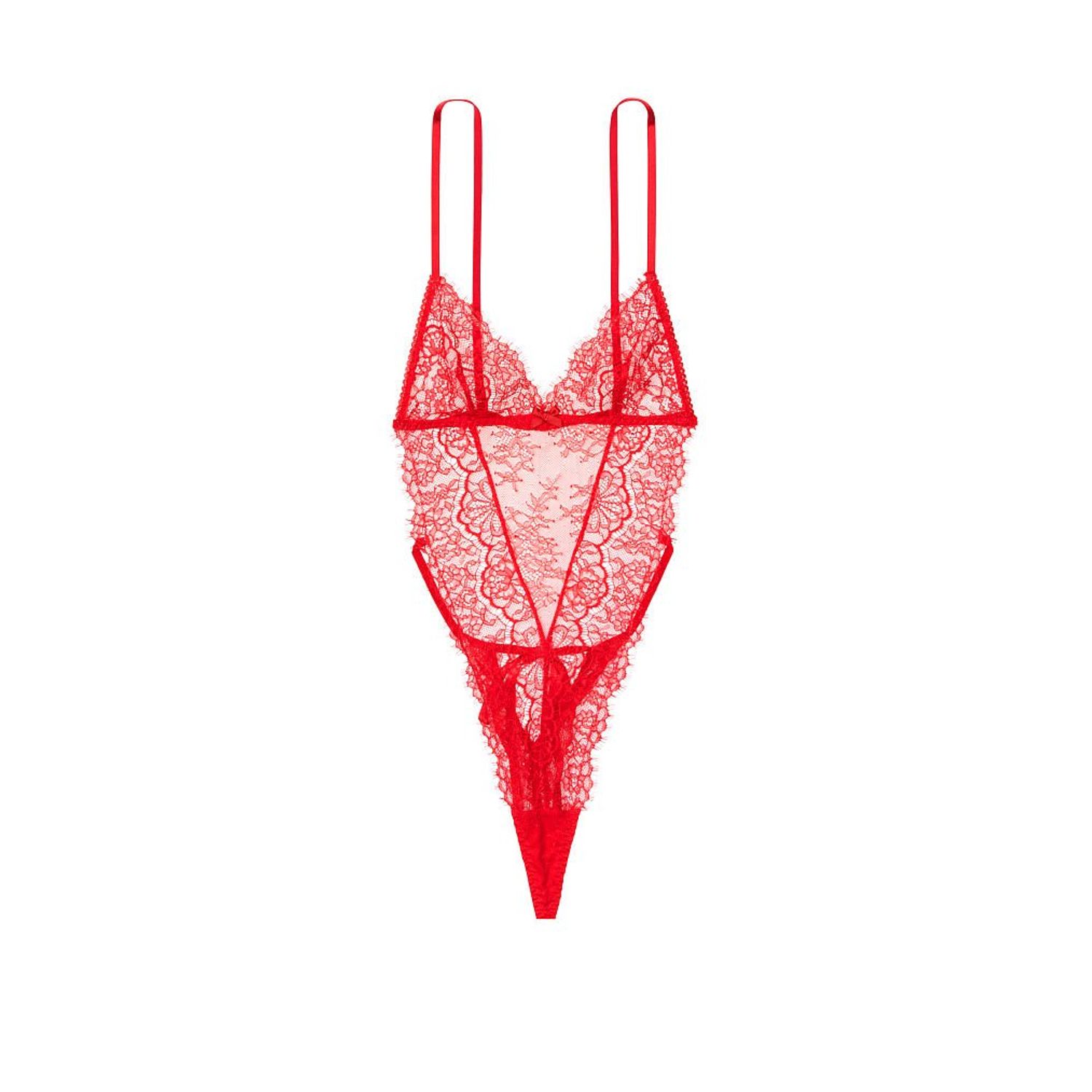 Costum Sexy, Victoria's Secret, Unlined Corded Lace Teddy, Red, Marime XS fotografia produsului View 3 L