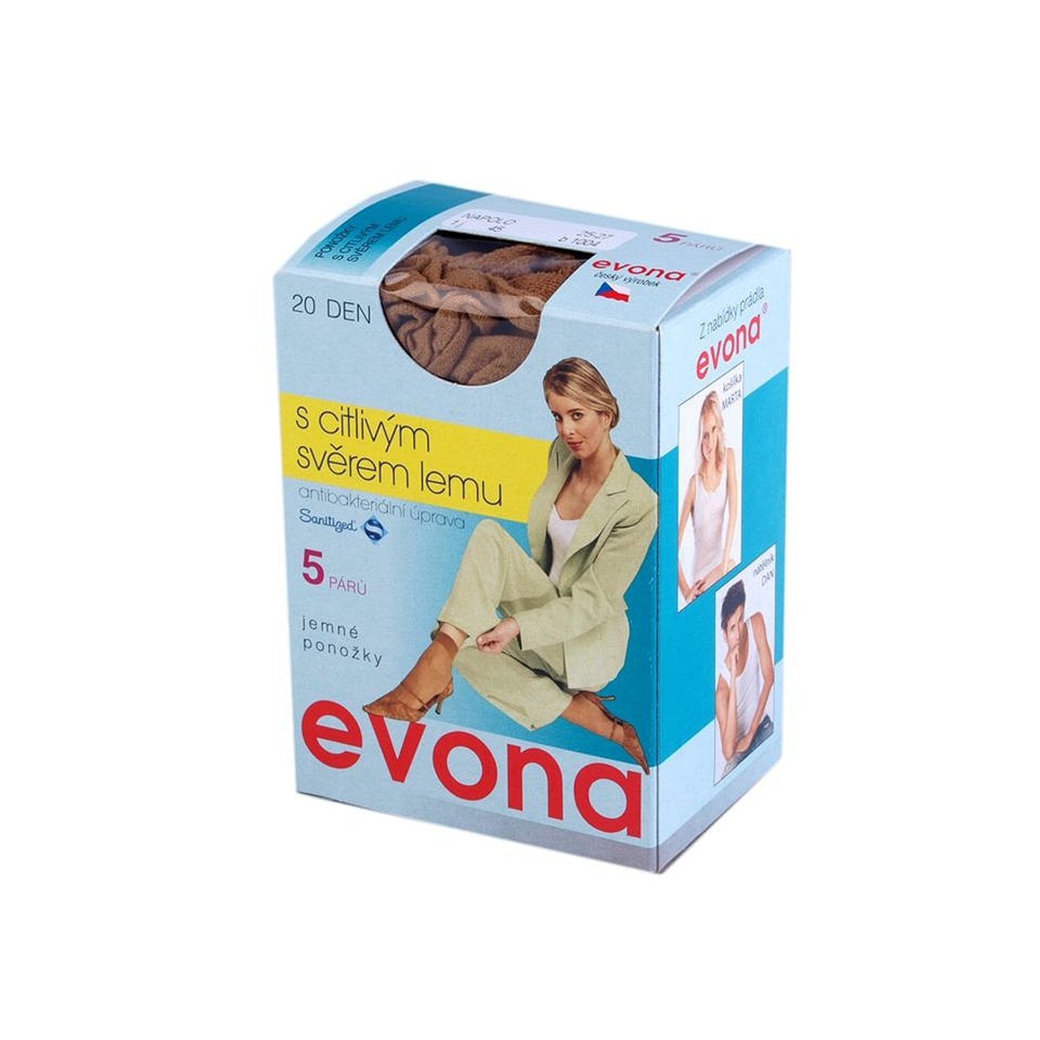 Set 5 perechi sosete dres nylon Evona, 20 den, Nude fotografia produsului