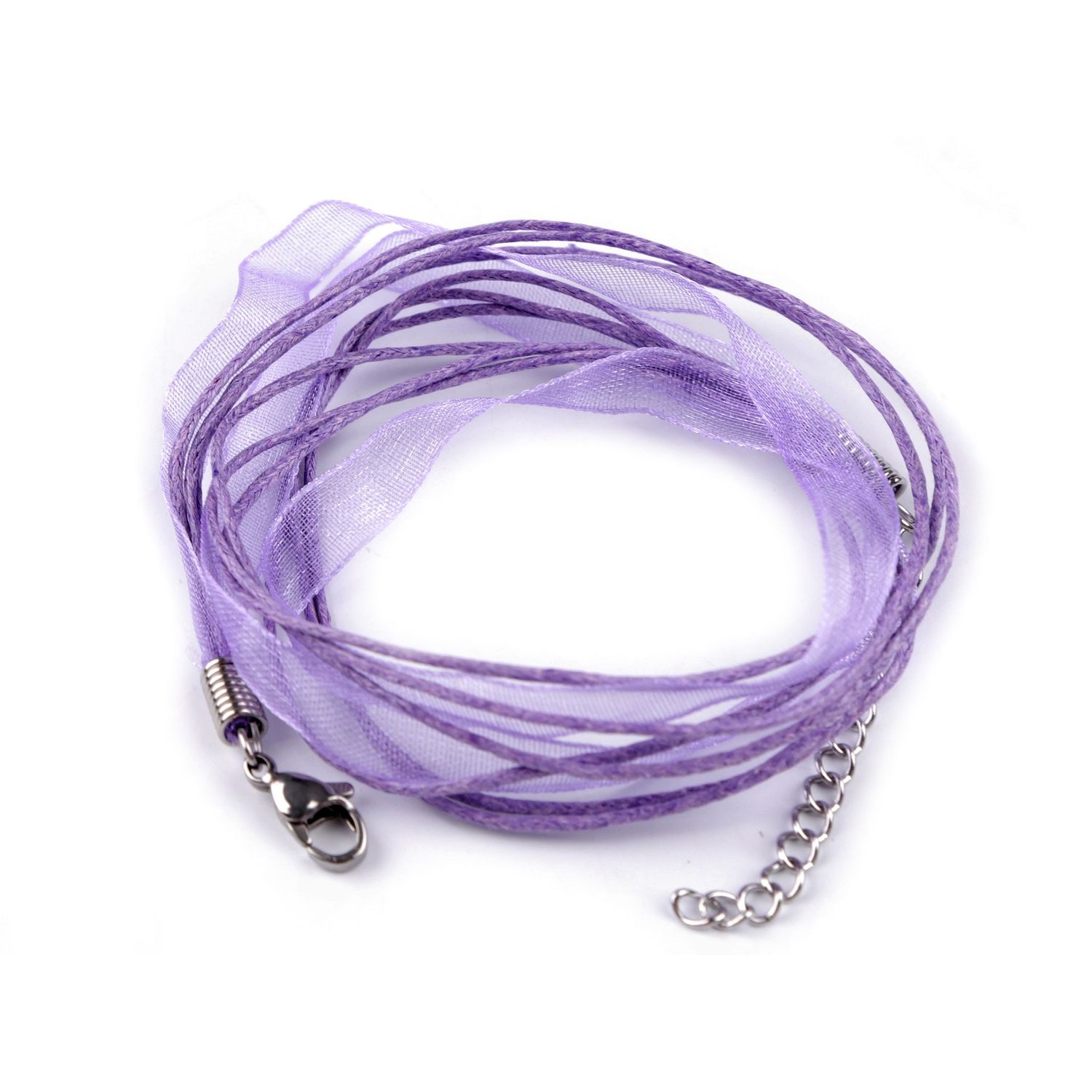 Baza colier organza cu snur cerat Kyrra, 43 cm, Violet fotografia produsului