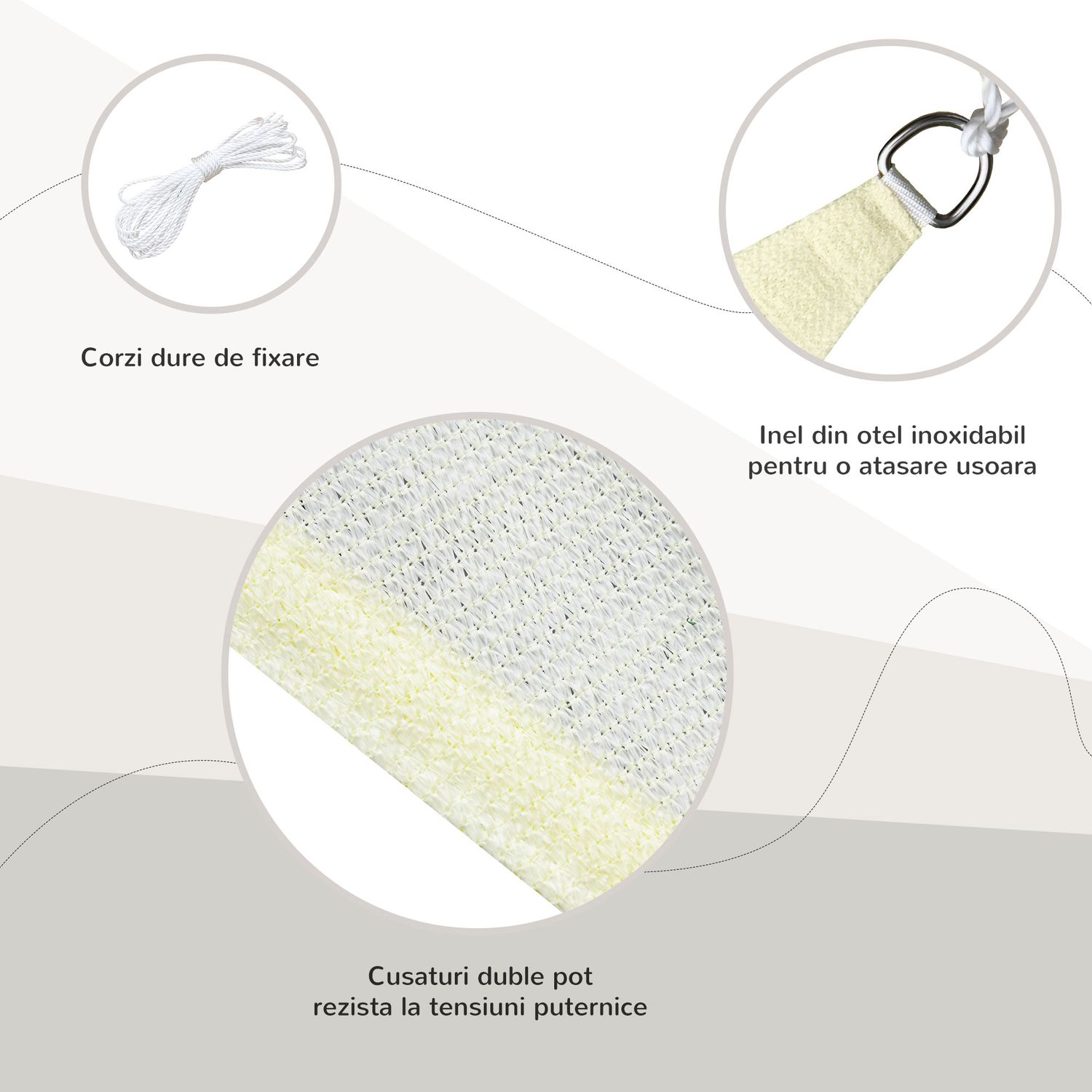 Outsunny Cort Parasolar Triunghiular, Alb Crem, 4x4x4m fotografia produsului View 8 L