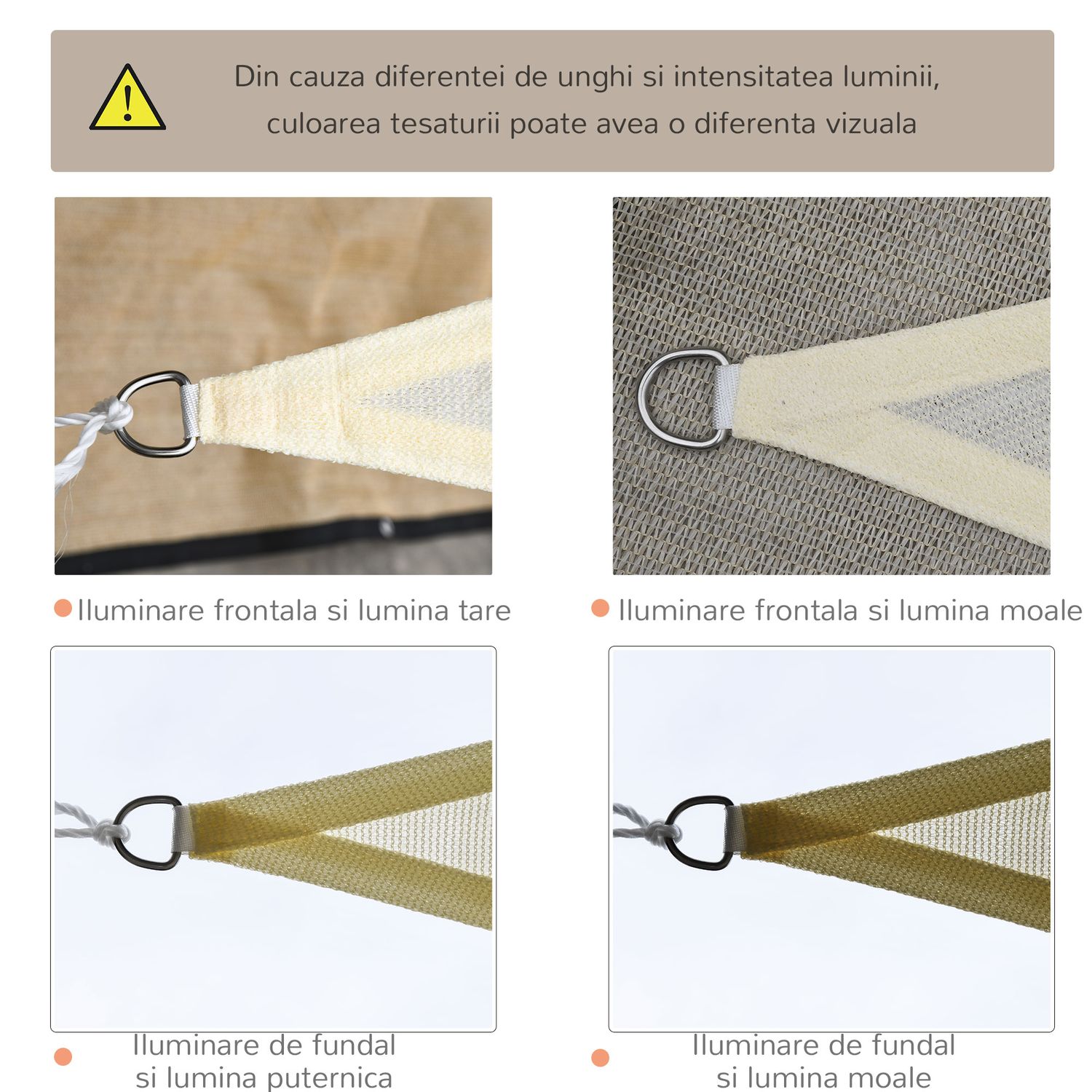 Outsunny Cort Parasolar Triunghiular, Alb Crem, 4x4x4m fotografia produsului View 4 L