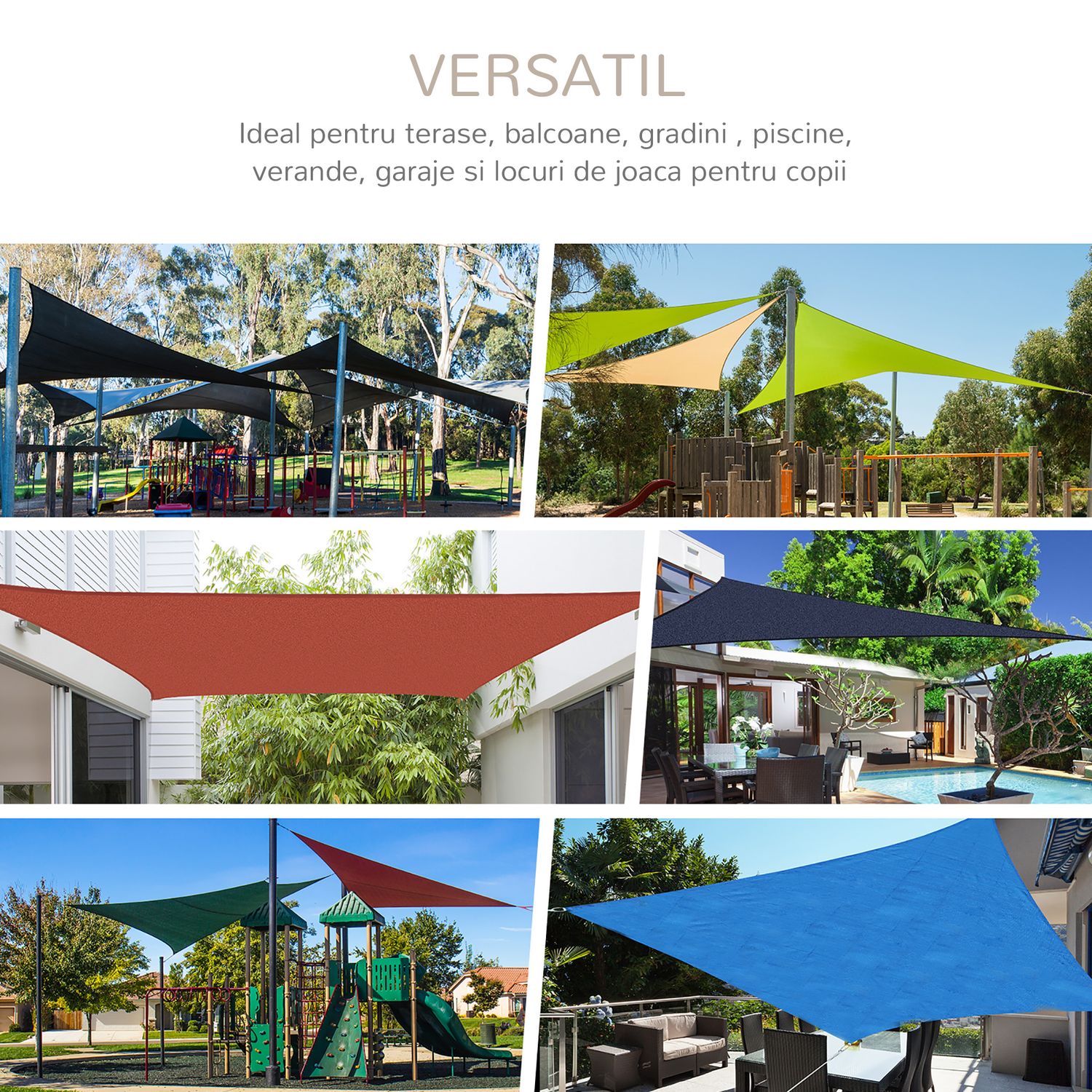 Outsunny Cort Parasolar Triunghiular, Alb Crem, 4x4x4m fotografia produsului View 6 L
