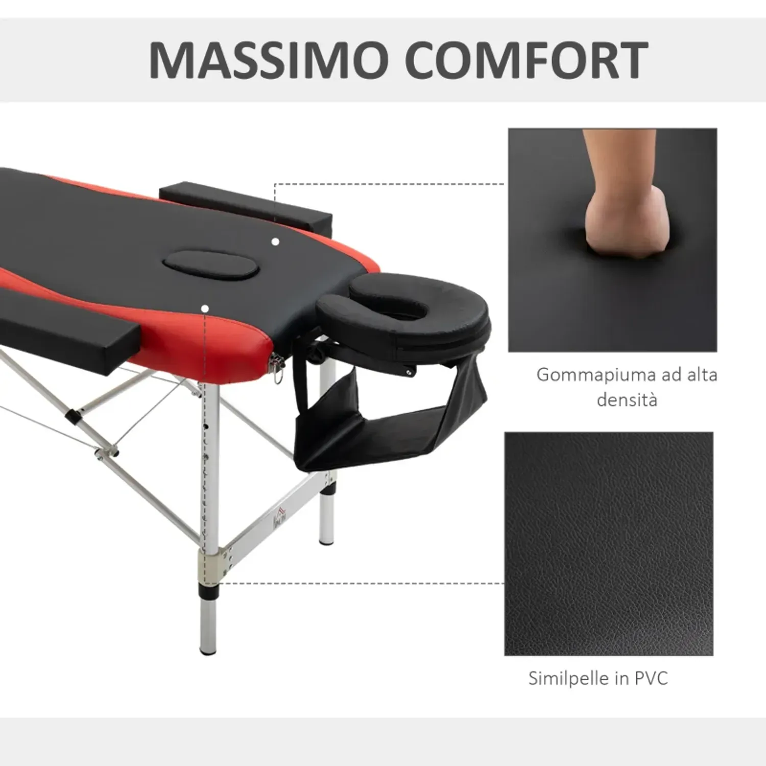 HOMCOM Pat profesional de masaj din aluminiu fotografia produsului View 6 L