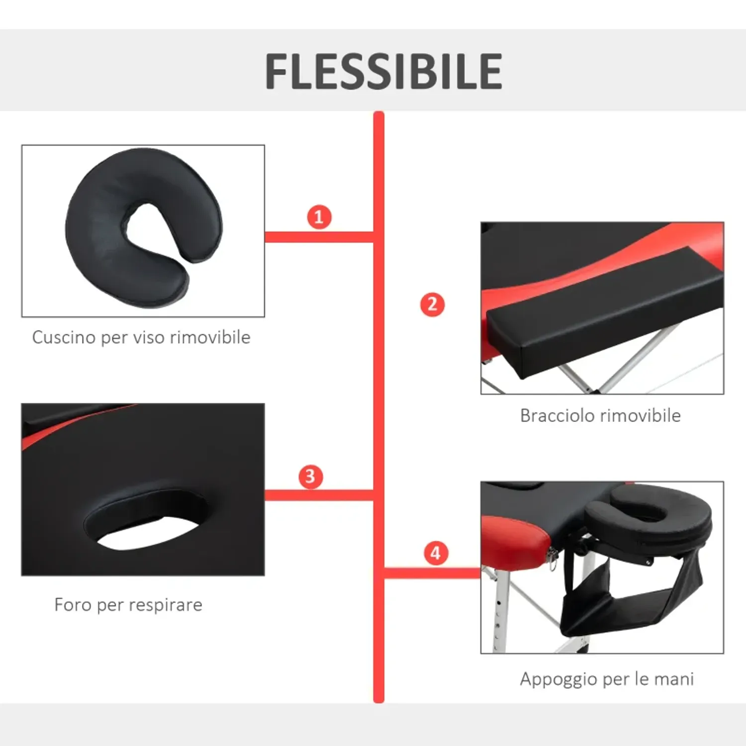 HOMCOM Pat profesional de masaj din aluminiu fotografia produsului View 5 L