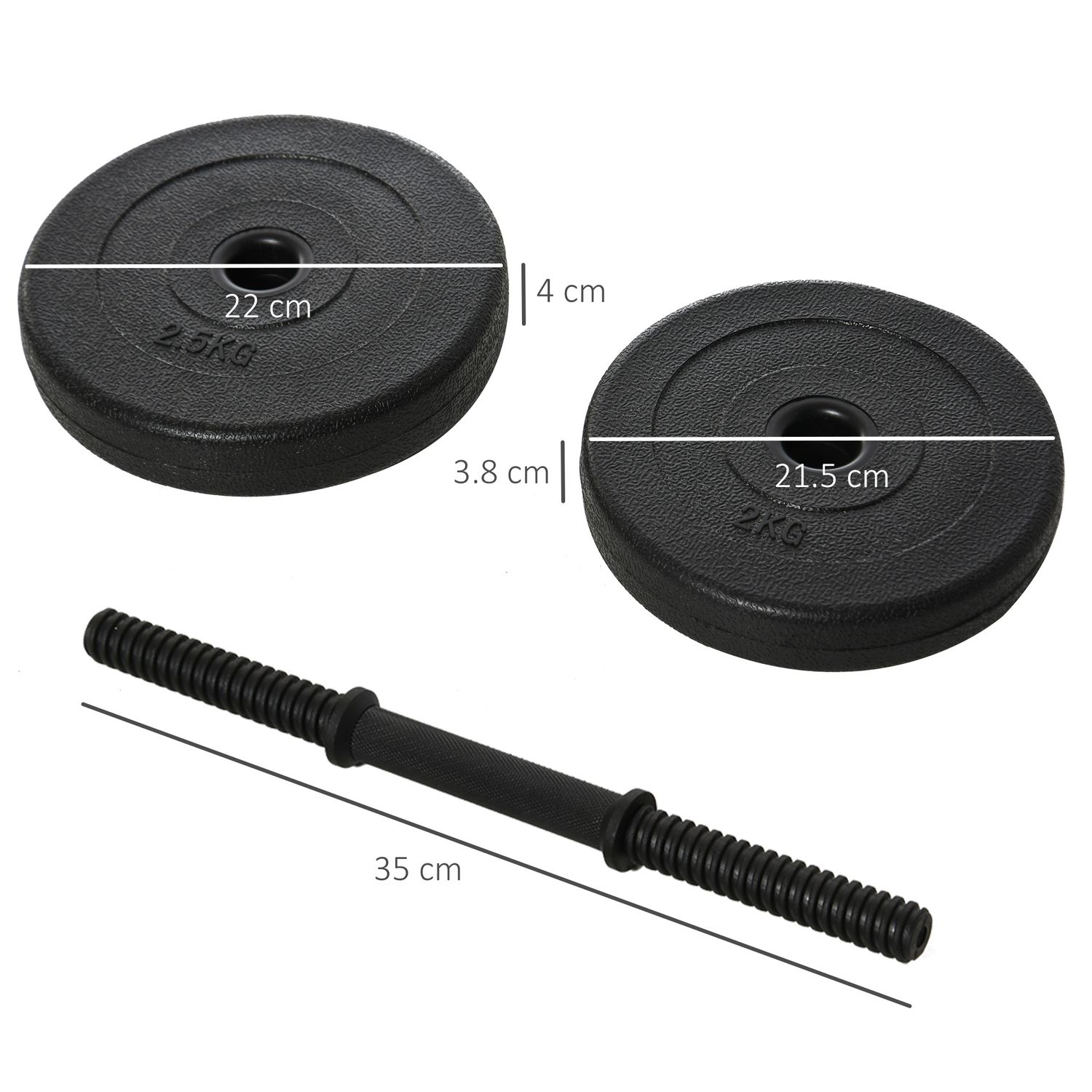 HomCom Set de 2 Gantere cu Discuri 18Kg fotografia produsului View 2 L