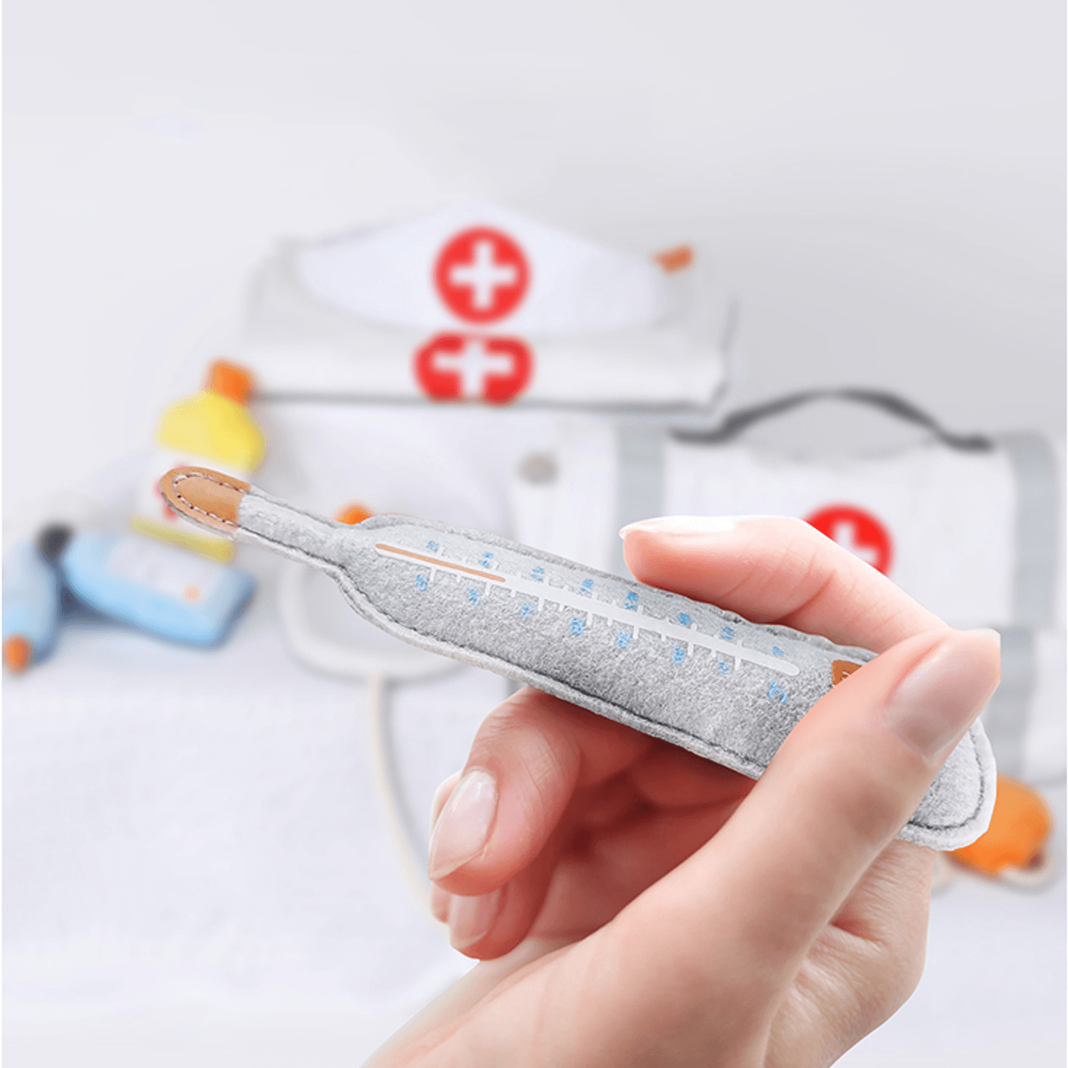 Set interactiv pentru copii &ldquo;Doctorasul Vesel&rdquo;, 9 piese, Tumama&reg;, varsta +3 ani, Material Plus/Bumbac, alb fotografia produsului