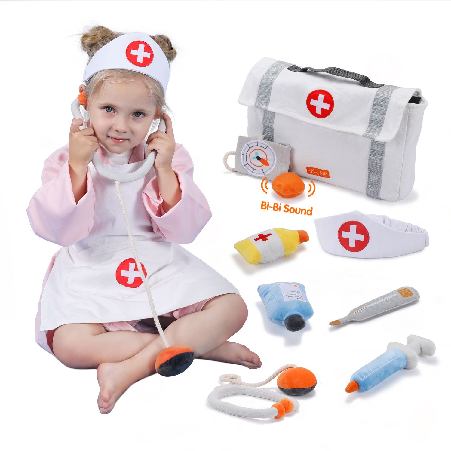 Set interactiv pentru copii &ldquo;Doctorasul Vesel&rdquo;, 9 piese, Tumama&reg;, varsta +3 ani, Material Plus/Bumbac, alb fotografia produsului View 4 L