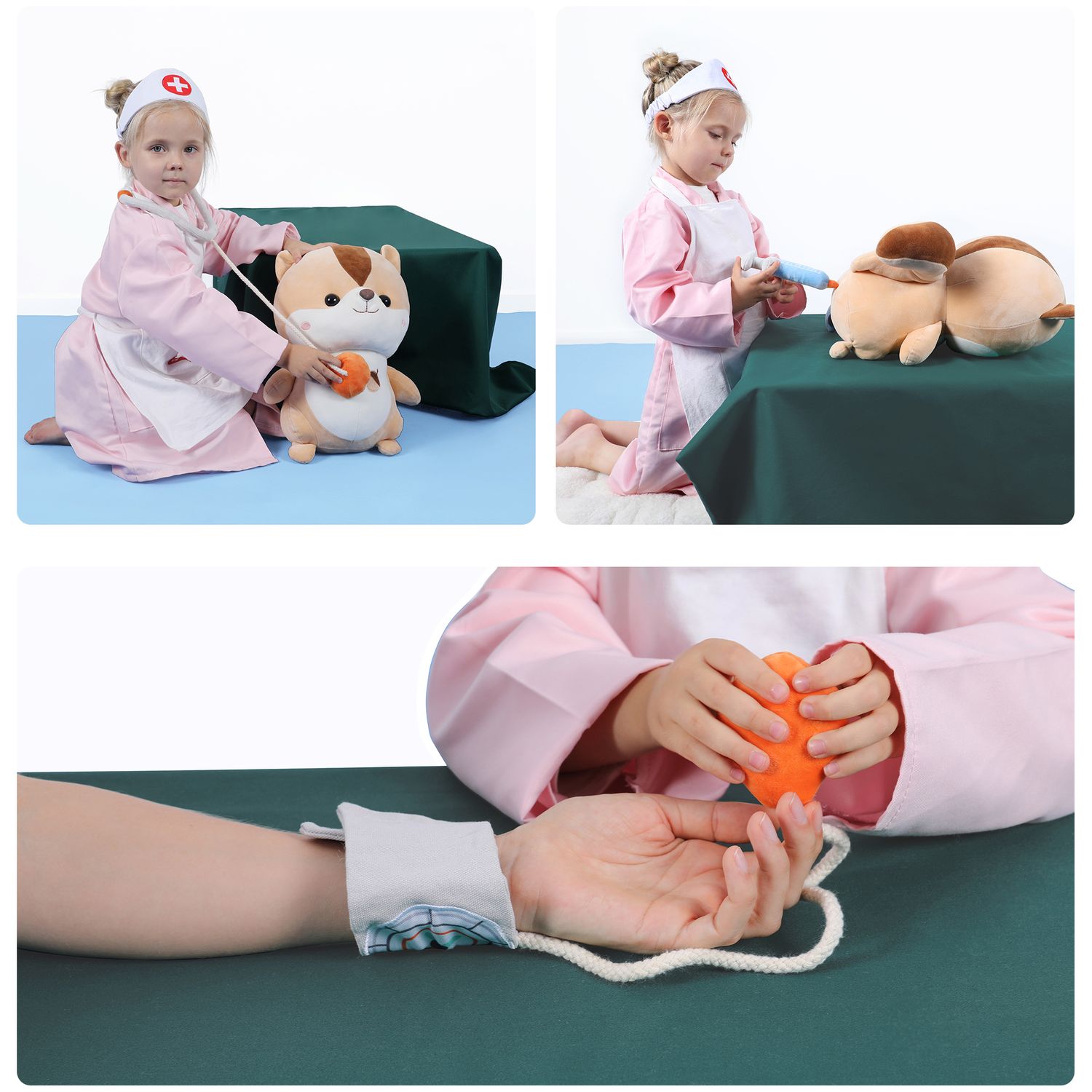 Set interactiv pentru copii &ldquo;Doctorasul Vesel&rdquo;, 9 piese, Tumama&reg;, varsta +3 ani, Material Plus/Bumbac, alb fotografia produsului View 2 L