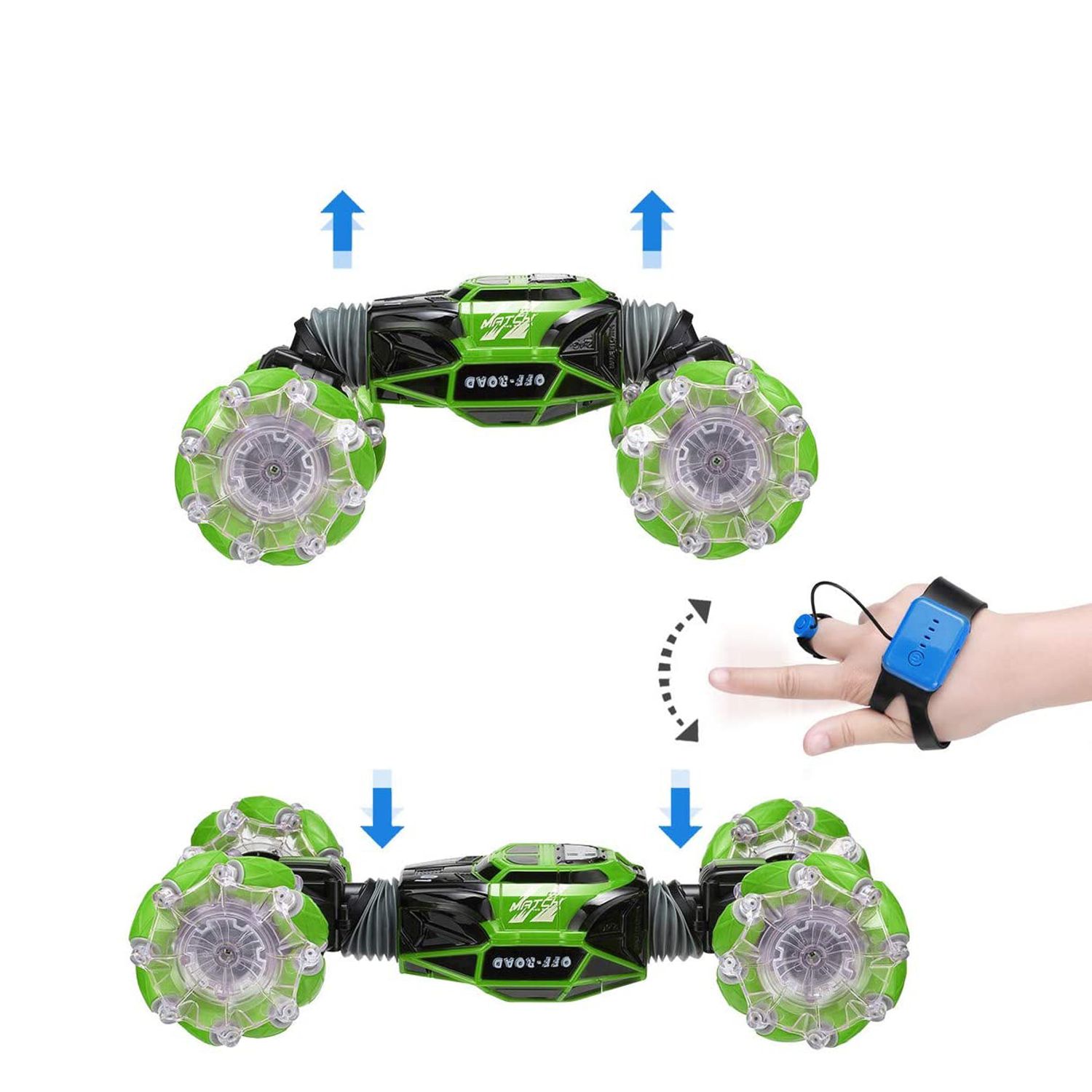 Masina cu telecomanda si control inductie Stunt Car, Lumini si Sunet, Cascadorii, Rotire 360ᵒ Frecventa 2.4Ghz, - 5949128928887 fotografia produsului View 3 L